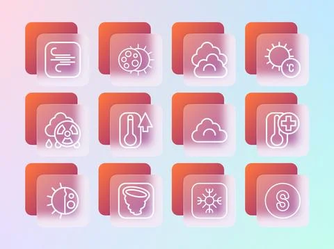 Set line Sun, Tornado, Cloud, Snowflake, Thermometer, Wind and Eclipse of t.. 스톡 일러스트