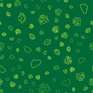 Set line Sunrise, Cloud and Weather forecast on seamless pattern. Vector Stock Illustration