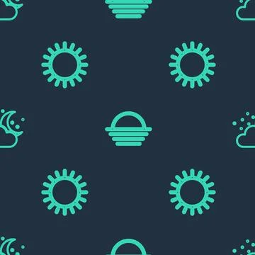 Set line Sunset, and Cloud with moon and stars on seamless pattern. Vector 스톡 일러스트