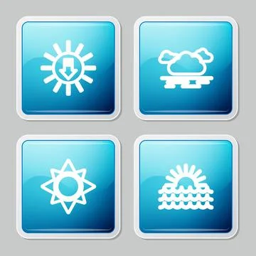 Set line Sunset, Cloud, and icon. Vector 스톡 일러스트