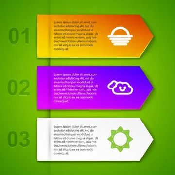 Set line Sunset, Cloud,  and . Business infographic template. Vector 스톡 일러스트