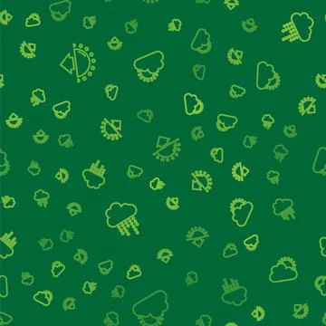 Set line Sunset, Cloud with rain and and cloud weather on seamless pattern Stock Illustration