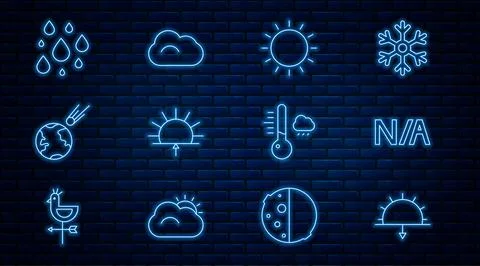 Set line Sunset, Not applicable, Sunrise, Comet falling down fast, Water dr.. Stock Illustration