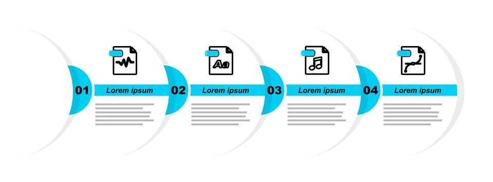 Set line SVG file document, WAV, OTF and MP3 icon. Vector Stock Illustration