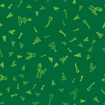 Set line Sword in the stone, Magic and Witches broom on seamless pattern. Vec Stock Illustration