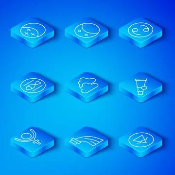 Set line Symbol Pluto, Cloudy weather, Aquarius zodiac, Telescope, Cancer Stock Illustration