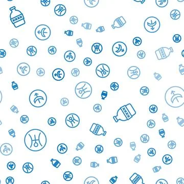 Set line Symbol Uranus, Bottle of water and Sagittarius zodiac on seamless Stock Illustration