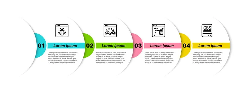 Set line System bug, Browser with shield, Software and Books about programm.. Stock-Illustration