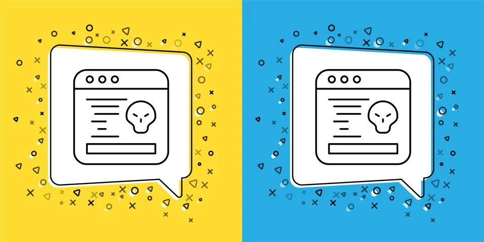 Set line System bug concept icon isolated on yellow and blue background. Code Stock Illustration