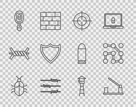 Set line System bug concept, Parking car barrier, Target sport, Barbed wire, Car Stock Illustration
