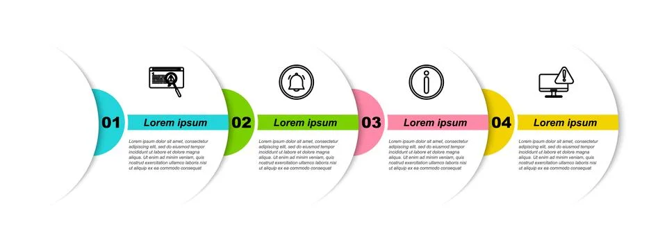 Set line System bug concept, Button chat notification, Information and Monitor Illustrazione stock