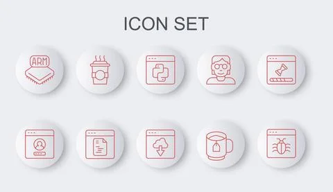 Set line System bug, Create account screen, Python programming language, Cup of Stock Illustration