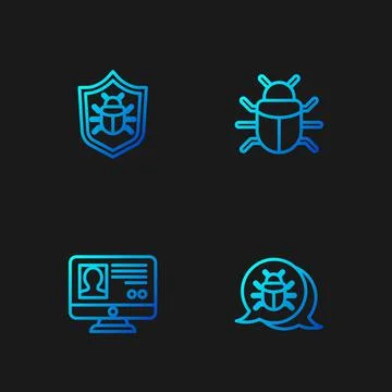 Set line System bug, Create account screen, and . Gradient color icons. Vector Stock-Illustration