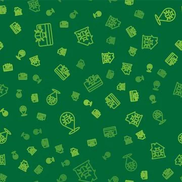 Set line System bug in credit card,  and House system on seamless pattern. .. Stock-Illustration