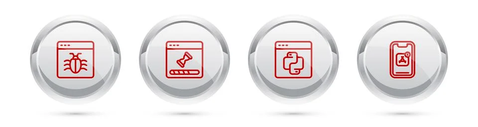 Set line System bug, Loading data window, Python programming language and Mobile 스톡 일러스트