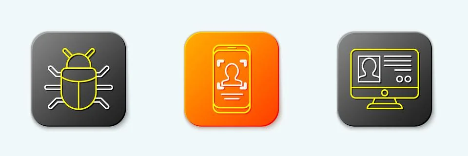 Set line System bug, Mobile and face recognition and Create account screen .. Stockillustratie