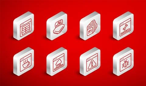 Set line System bug, Processor with microcircuits CPU, Loading data window,.. Stock Illustration