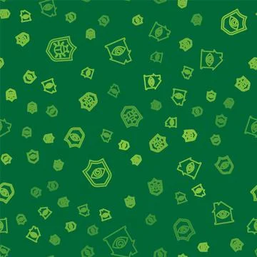 Set line System bug, Shield and eye and House with scan on seamless pattern Stock Illustration