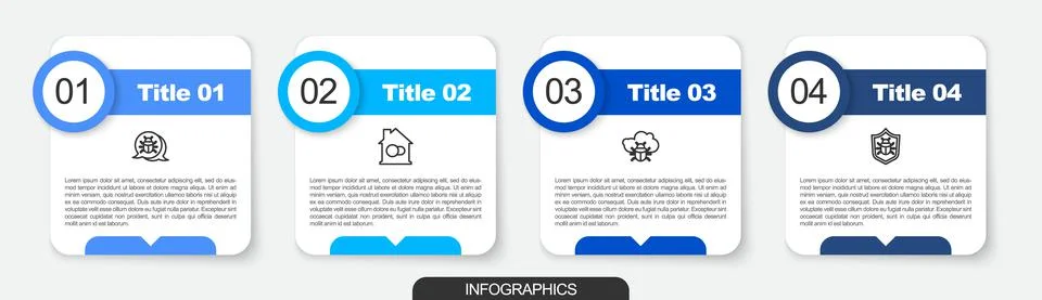 Set line System bug, Smart home, on cloud and . Business infographic template Stock Illustration