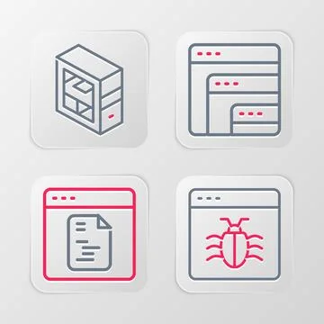 Set line System bug, Software, and Computer icon. Vector Stock Illustration
