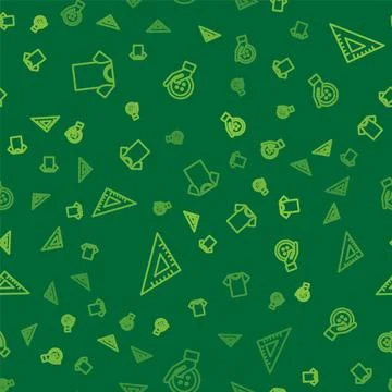 Set line T-shirt, Triangular ruler and Sewing button on seamless pattern. V.. Stock Illustration