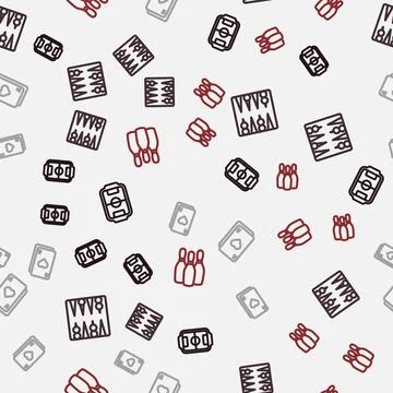 Set line Table football, Backgammon board, Playing cards and Bowling pin on Stock Illustration