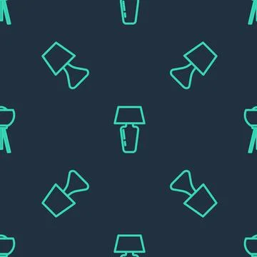 Set line Table lamp, and Floor on seamless pattern. Vector イラスト素材