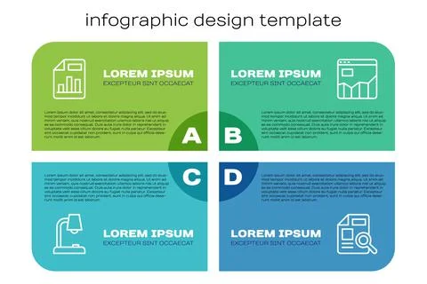 Set line Table lamp, Document with graph chart, and Graph infographic. Business 스톡 일러스트