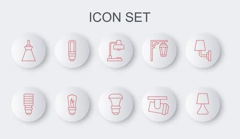 Set line Table lamp, LED light bulb, Led track lights and lamps, Lamp hangi.. Illustrazione stock