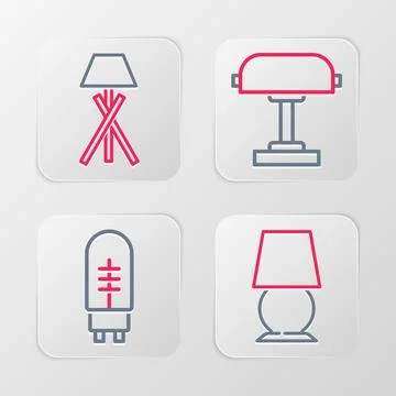 Set line Table lamp, Light emitting diode,  and Floor icon. Vector 스톡 일러스트