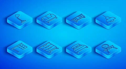 Set line Table lamp, Sofa, TV table stand, Furniture nightstand, Big bed, Lam Illustrazione stock