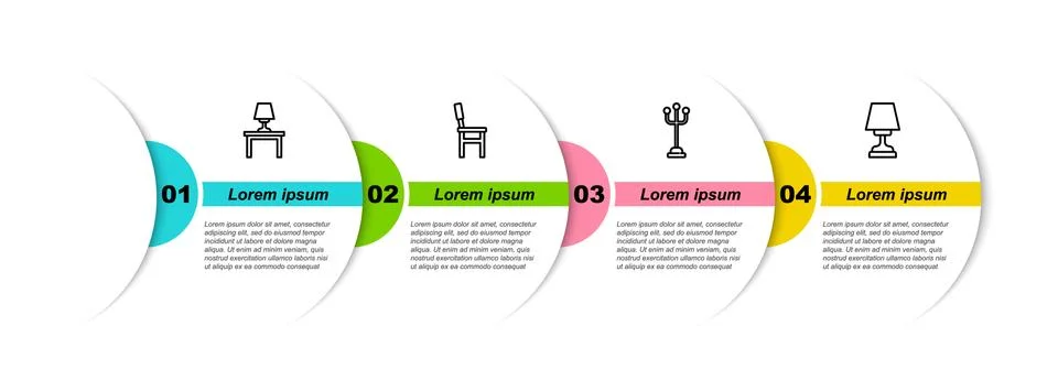 Set line Table lamp on table, Chair, Coat stand and . Business infographic 库存插图