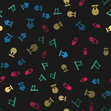 Set line Target, Flag, with arrow and  on seamless pattern. Vector イラスト素材