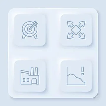 Set line Target, Many ways directional arrow, Factory and Financial growth Stock Illustration