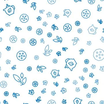 Set line Tea leaf, Teapot with and Cookie or biscuit on seamless pattern. Vec イラスト素材