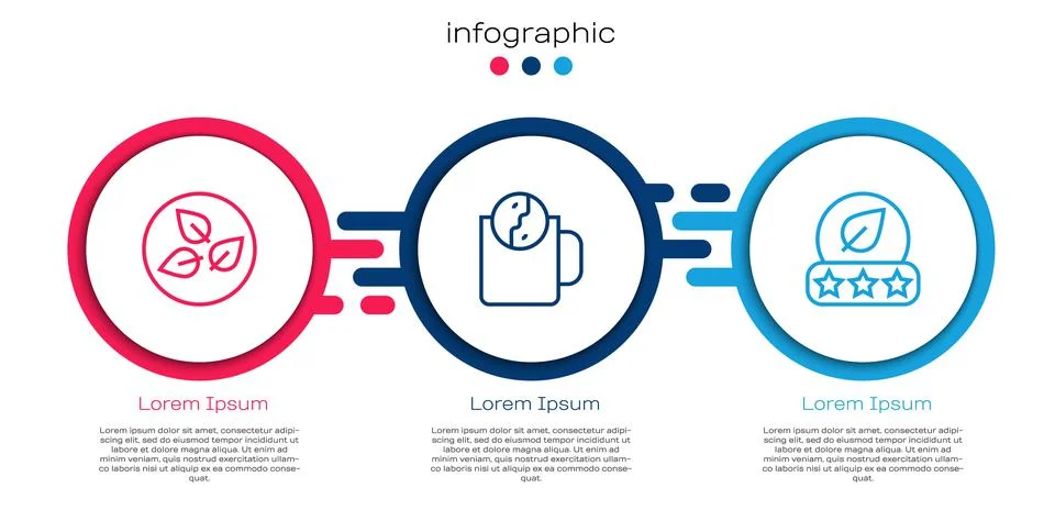 Set line Tea leaf, time and . Business infographic template. Vector Stock Illustration