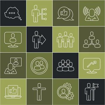 Set line Team leader, Graph, schedule, chart, Project team base, Hand like,.. Stock Illustration