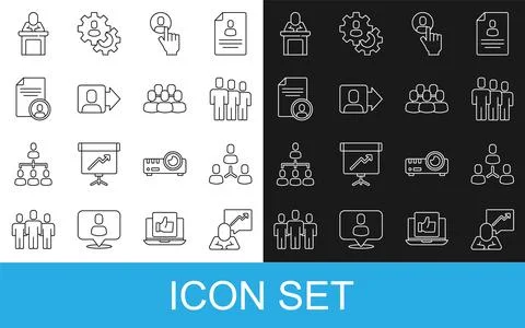 Set line Team leader, Project team base, Users group, Head hunting, Resume,.. Stock Illustration
