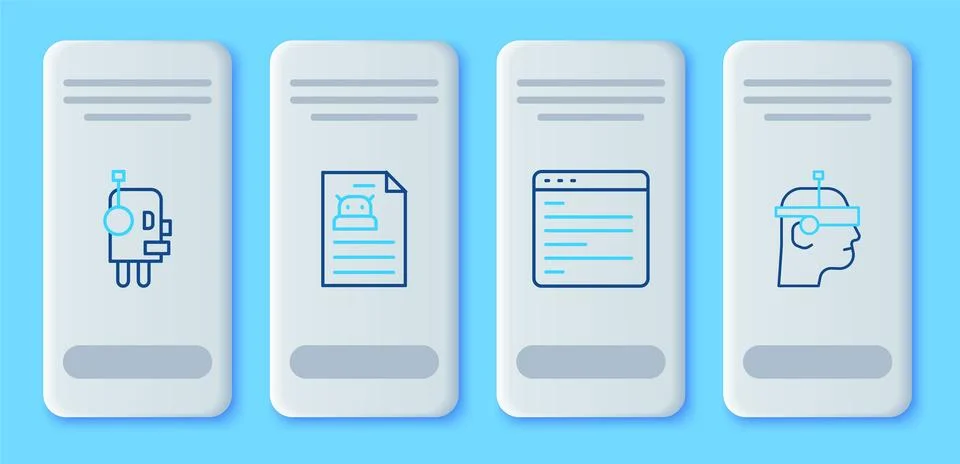 Set line Technical specification Computer api interface Robot and Smart glass イラスト素材