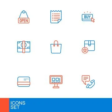 Set line Telephone 24 hours support, Online shopping screen, Credit card, C.. Stock Illustration