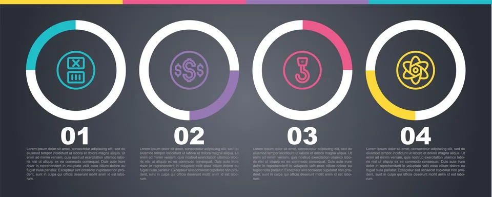 Set line Temperature wash, Dollar symbol, Industrial hook and Test tube and f Stock Illustration