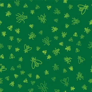 Set line Termite, Bee and Ant on seamless pattern. Vector Stock Illustration