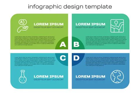Set line Test tube, Atom, Earth globe and Graph chart infographic. Business Stock Illustration