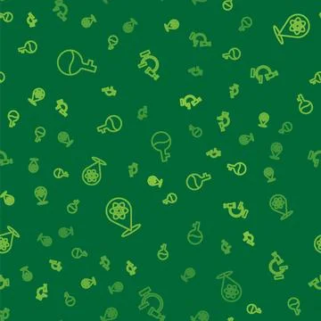 Set line Test tube, Atom and Microscope on seamless pattern. Vector イラスト素材
