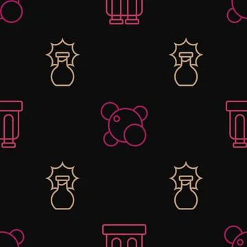 Set line Test tube, Explosion in the flask and Molecule on seamless pattern.. イラスト素材