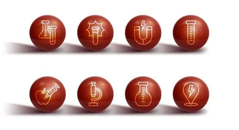 Set line Test tube, Genetically modified apple, Microscope, Explosion in th.. Stock Illustration