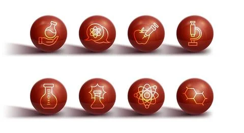 Set line Test tube, Microscope, Atom, Explosion in the flask, Chemical formula イラスト素材