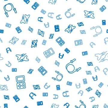 Set line Tetris electronic game, Jump rope and Dart arrow on seamless pattern Stock Illustration
