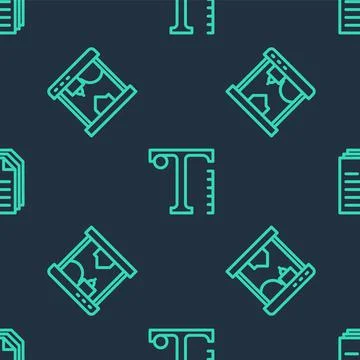 Set line Text, 3D printer and File document on seamless pattern. Vector Illustrazione stock