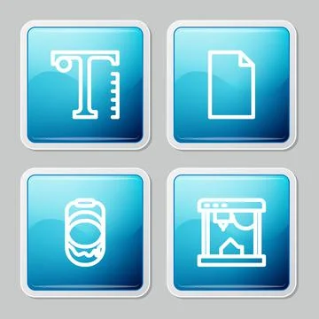 Set line Text, Empty document, Paint bucket and 3D printer icon. Vector Stockillustratie